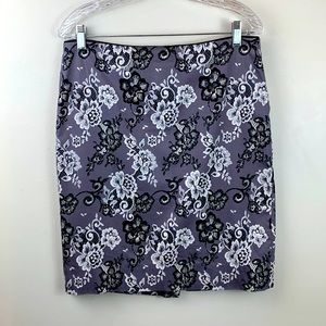 White House Black Market Lace Print Pencil Skirt